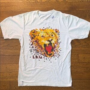 Lrg White Short Sleeve Tee with Geometric Yellow Lion Graphic